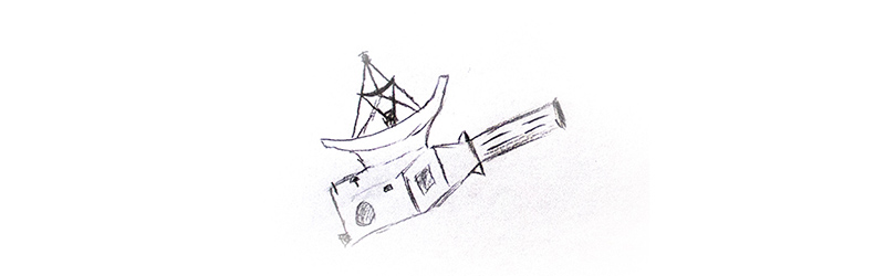 Zeichnung eines Satelliten