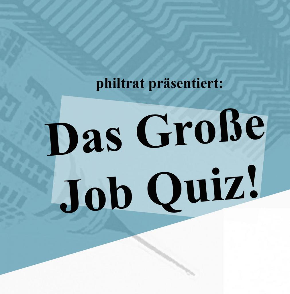 Blauer Hintergrund mit dem Schriftzug Das große Job Quiz